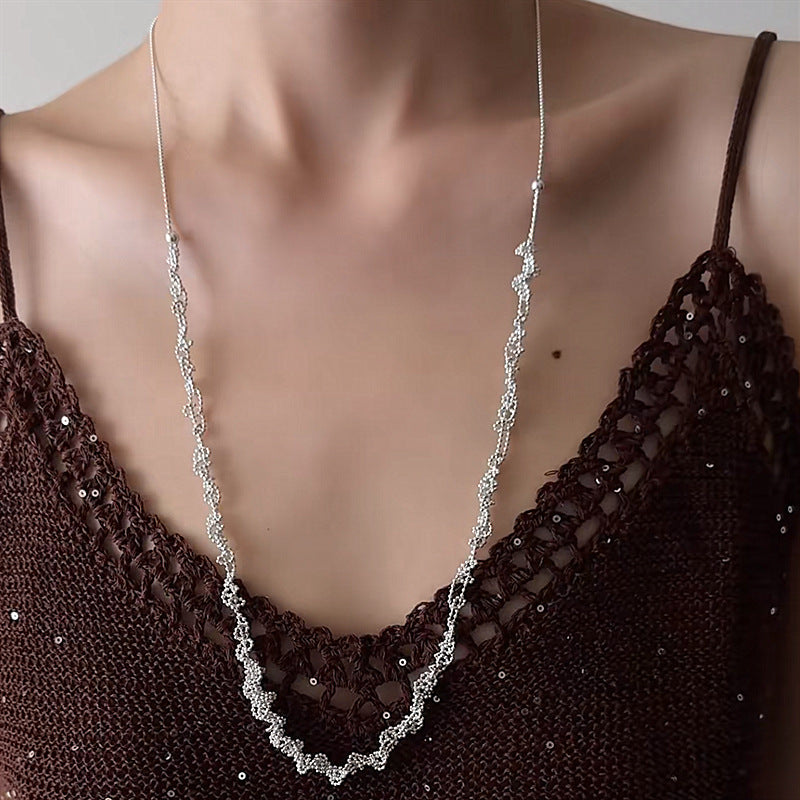 Irregular Twist Choker Necklace — silver necklace, view 2