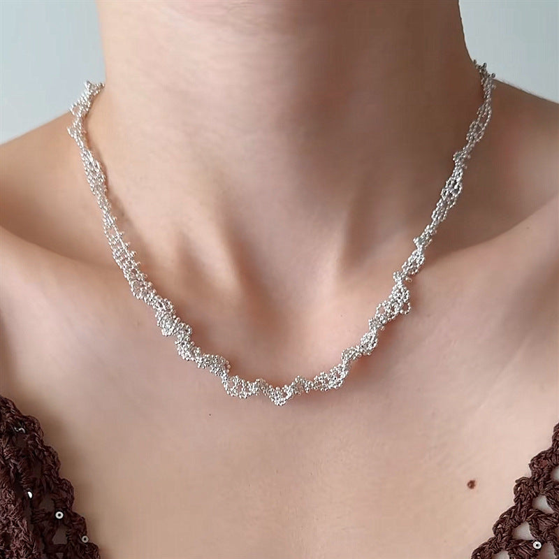 Irregular Twist Choker Necklace — silver necklace, view 3