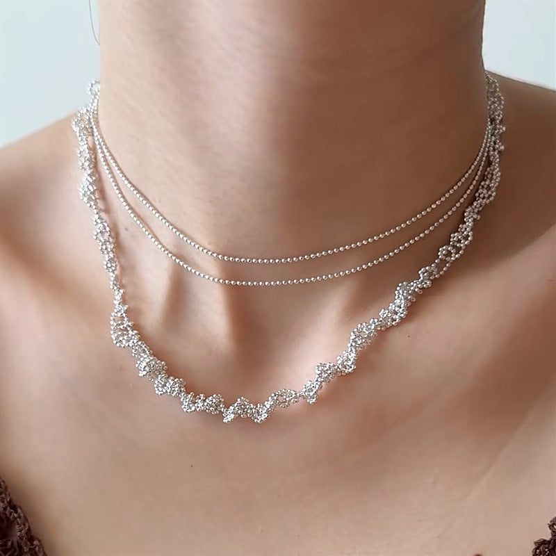 Irregular Twist Choker Necklace — silver necklace, view 4