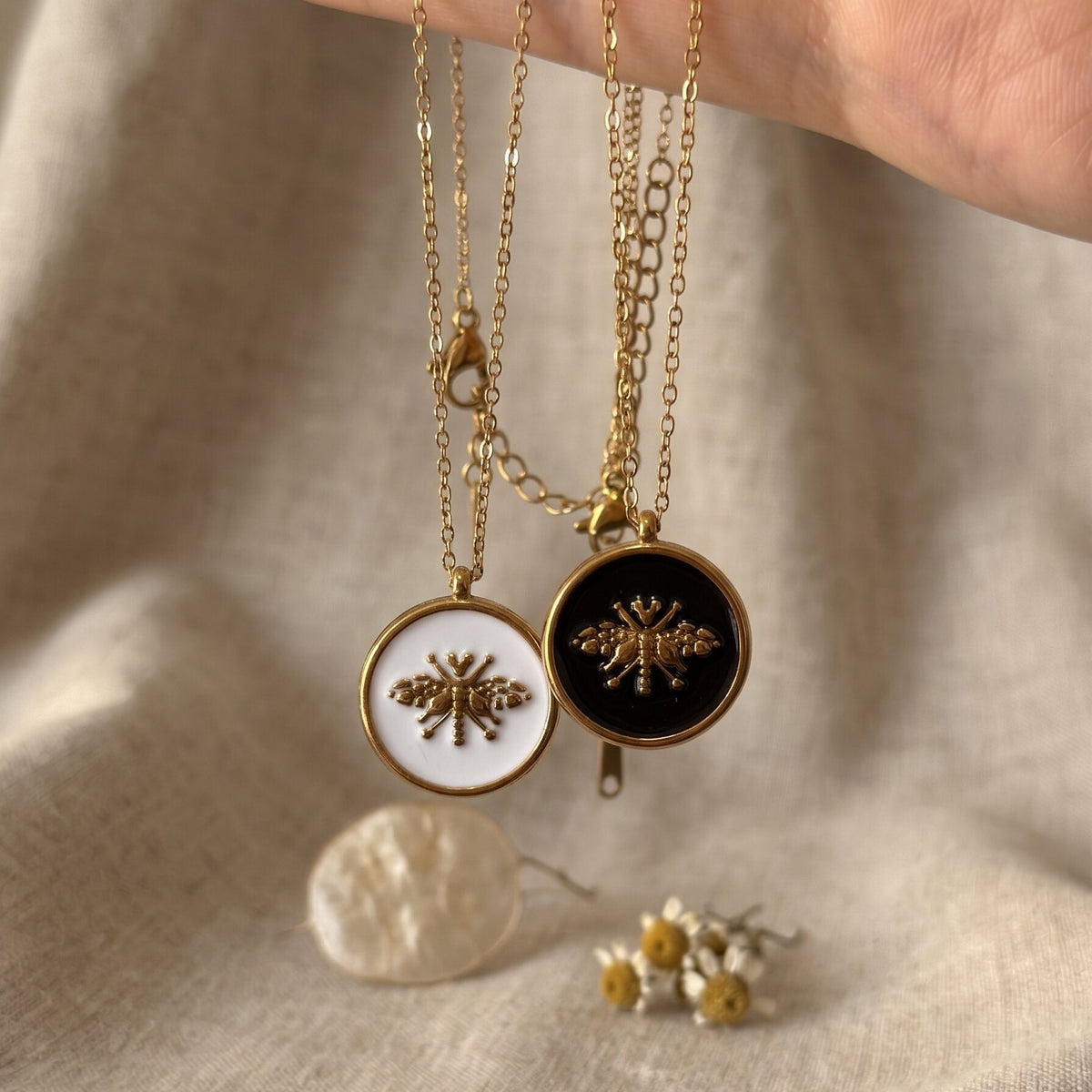 Disc Bee Pendant Choker — necklace, view 2