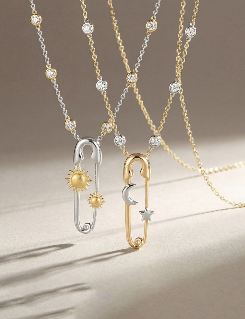 Cubic Zirconia Pin Pendant Necklace — necklace