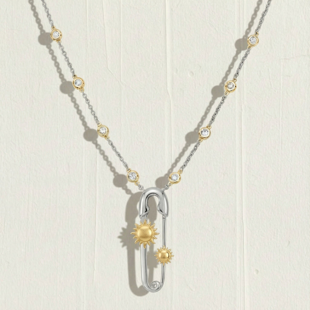 Cubic Zirconia Pin Pendant Necklace — necklace, view 5