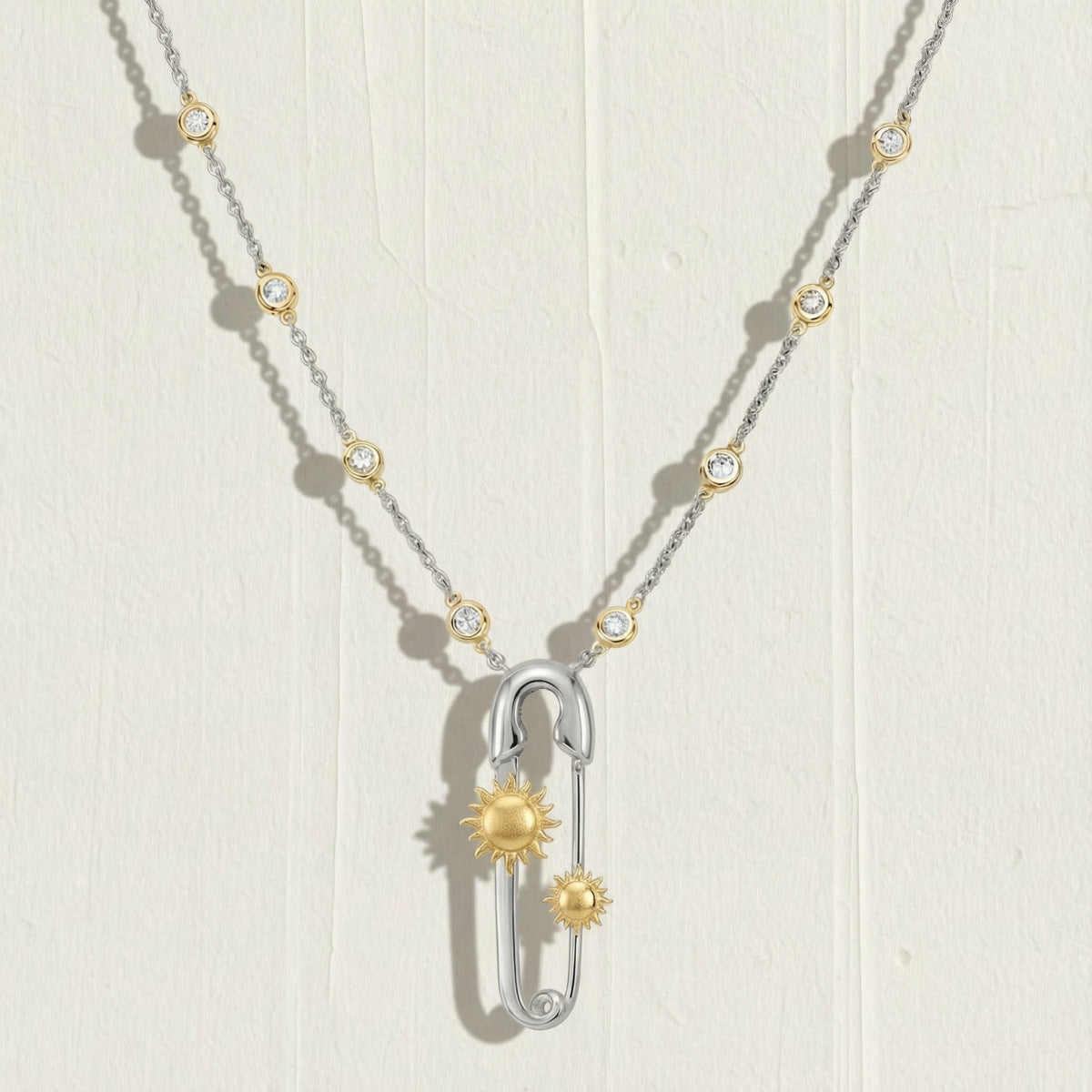 Cubic Zirconia Pin Pendant Necklace — necklace, view 5