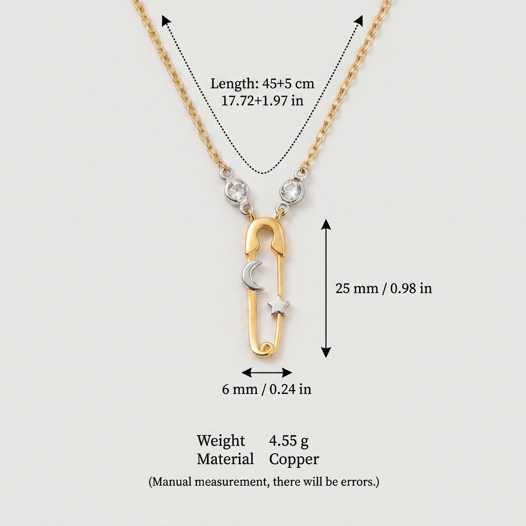 Cubic Zirconia Pin Pendant Necklace — necklace, view 6