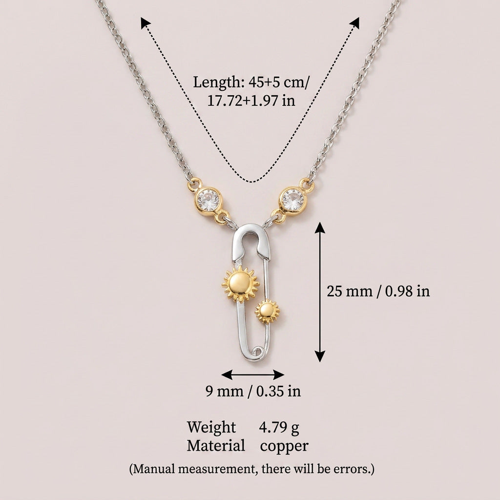 Cubic Zirconia Pin Pendant Necklace — necklace, view 7
