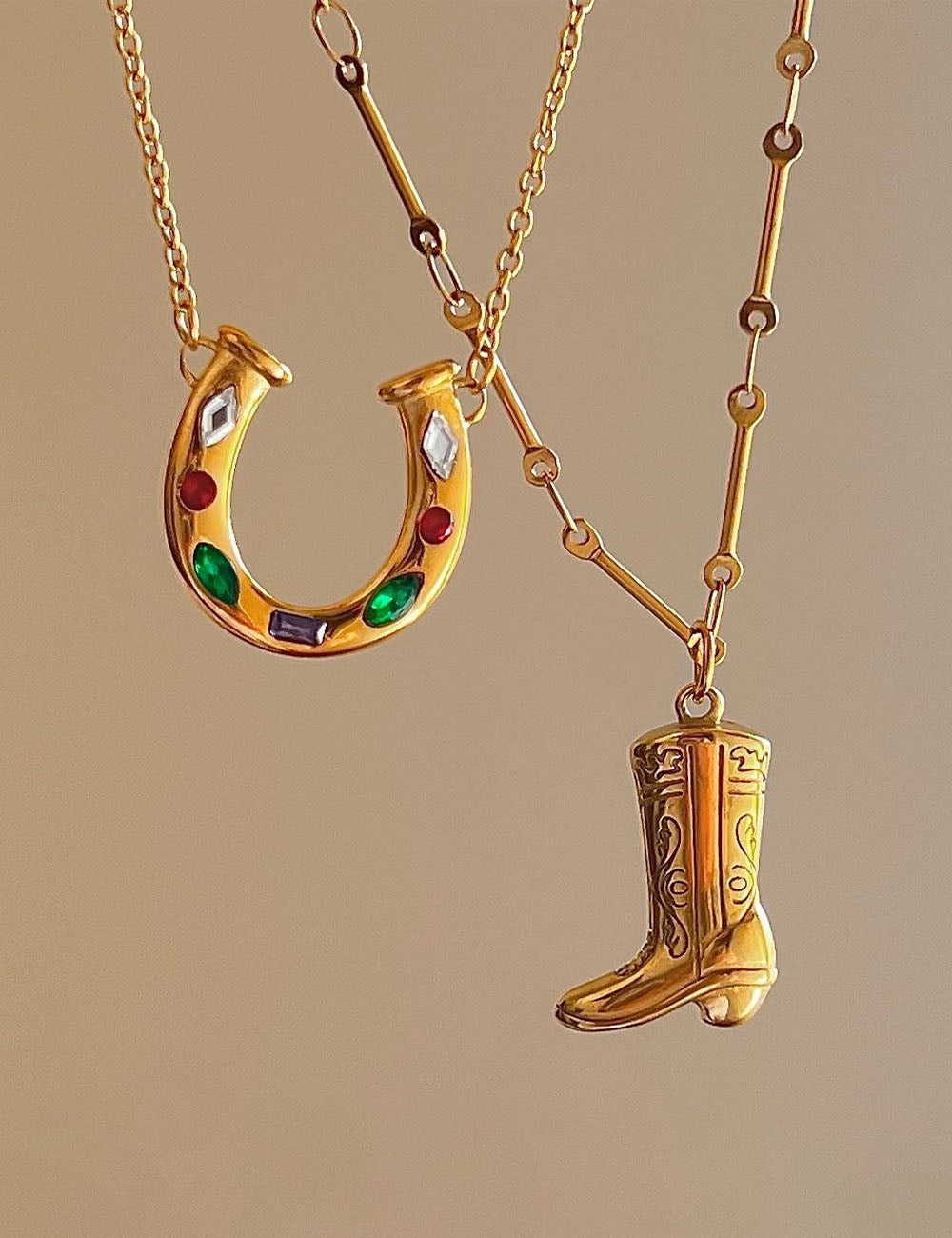 Gold Boot Charm Necklace — necklace