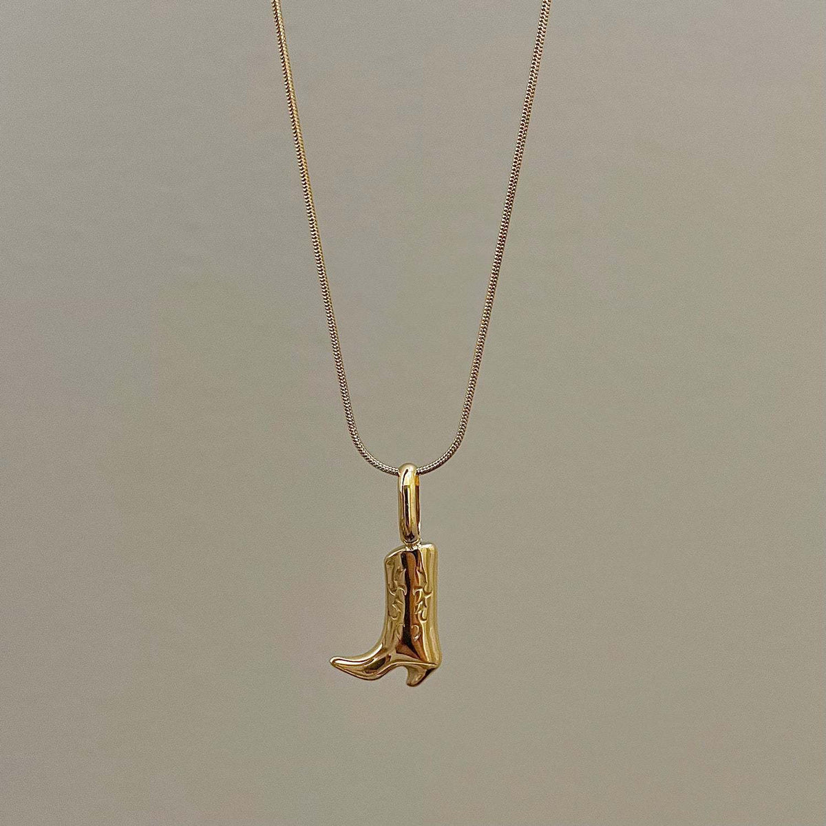 Gold Boot Charm Necklace — necklace, view 5