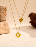 Fine Hollow Heart Pendant Necklace — gold necklace