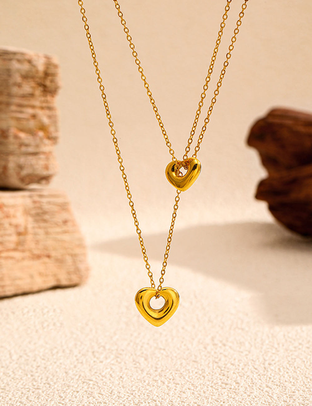 Fine Hollow Heart Pendant Necklace — gold necklace