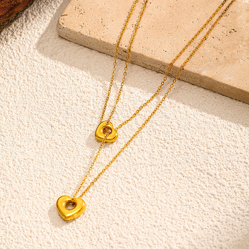 Fine Hollow Heart Pendant Necklace — gold necklace, view 5