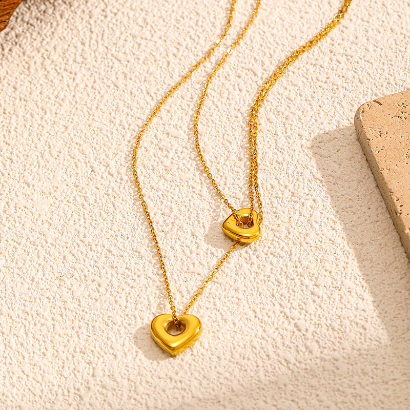 Fine Hollow Heart Pendant Necklace — gold necklace, view 6