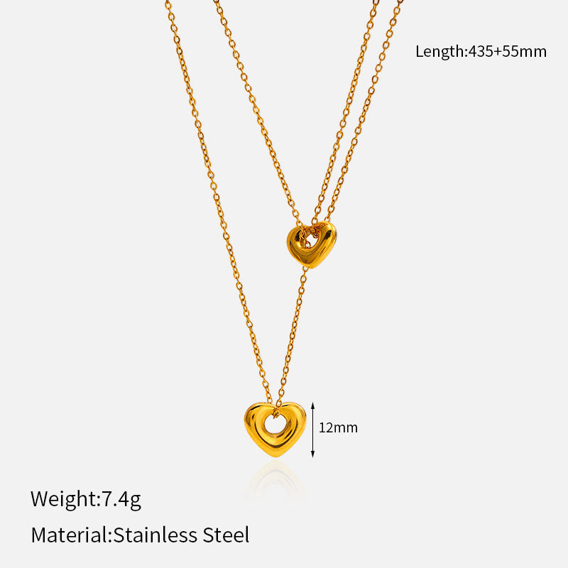 Fine Hollow Heart Pendant Necklace — gold necklace, view 7