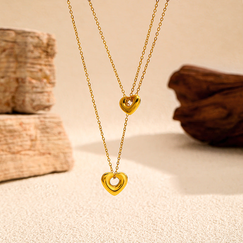 Fine Hollow Heart Pendant Necklace — gold necklace, view 8