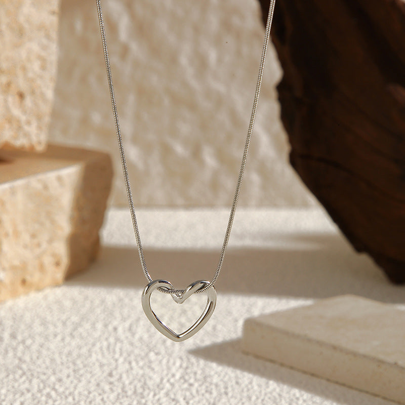 Hollow Heart Pendant Necklace — necklace, view 5