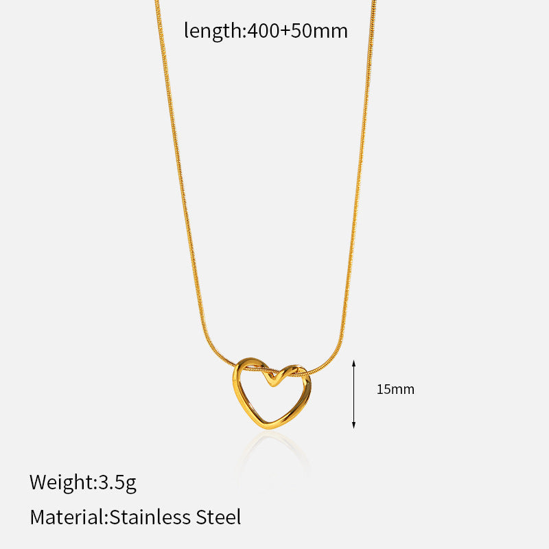 Hollow Heart Pendant Necklace — necklace, view 6