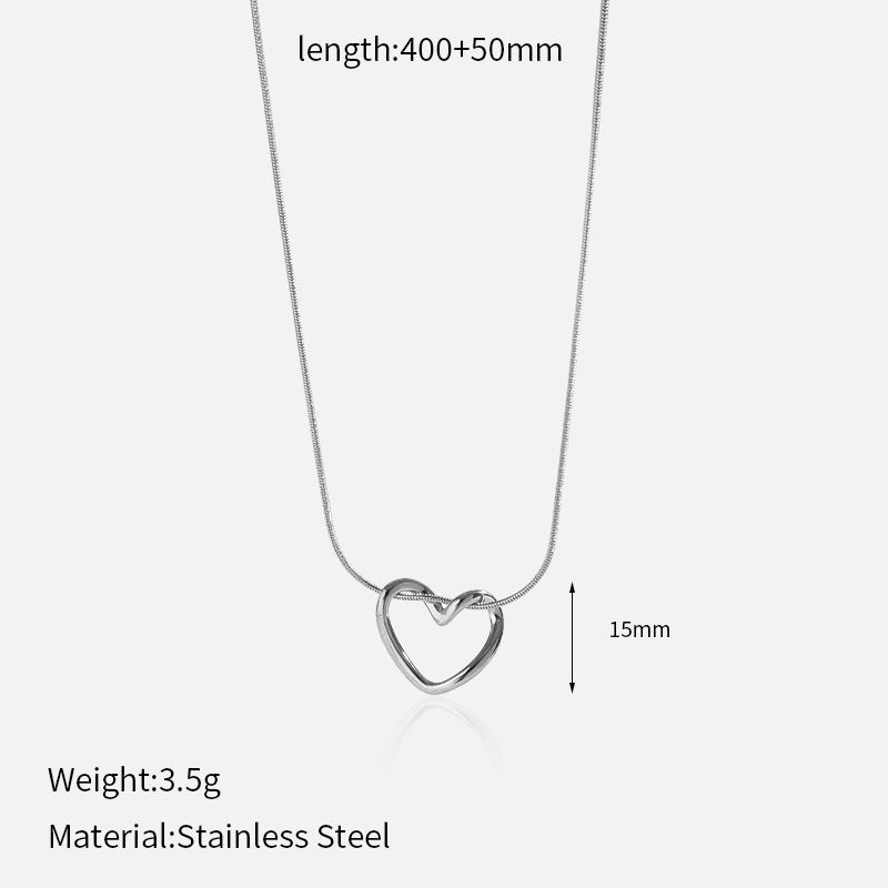 Hollow Heart Pendant Necklace — necklace, view 7