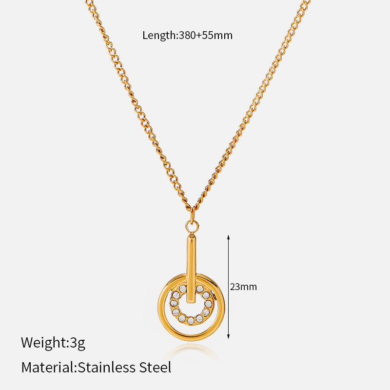 Hollow Disc Pendant Necklace — necklace, view 3