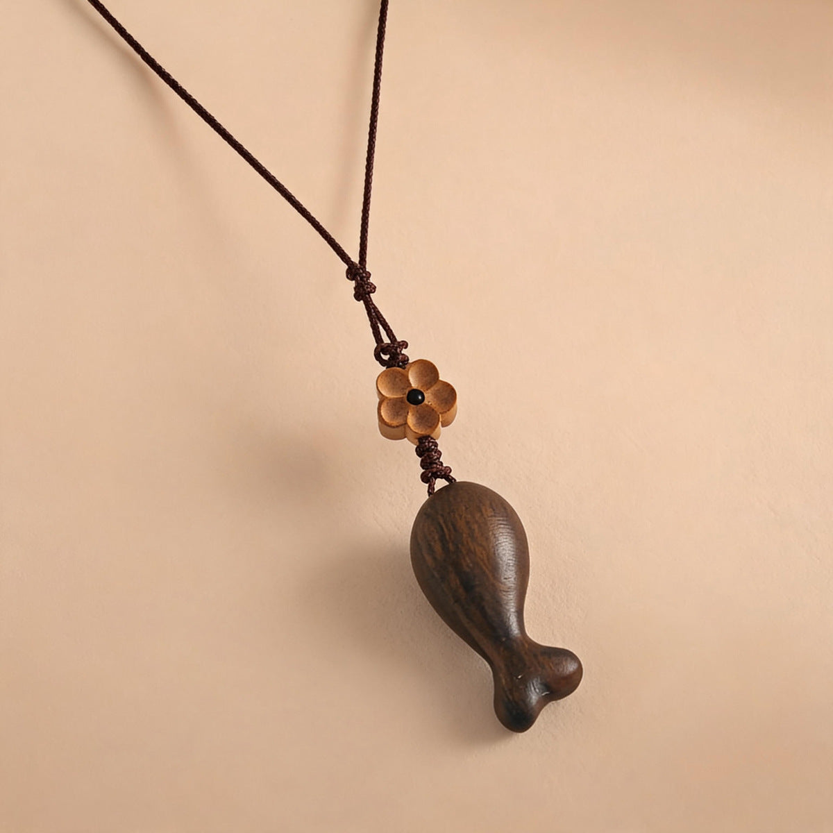 Wood Fish Pendant Necklace — necklace, view 8
