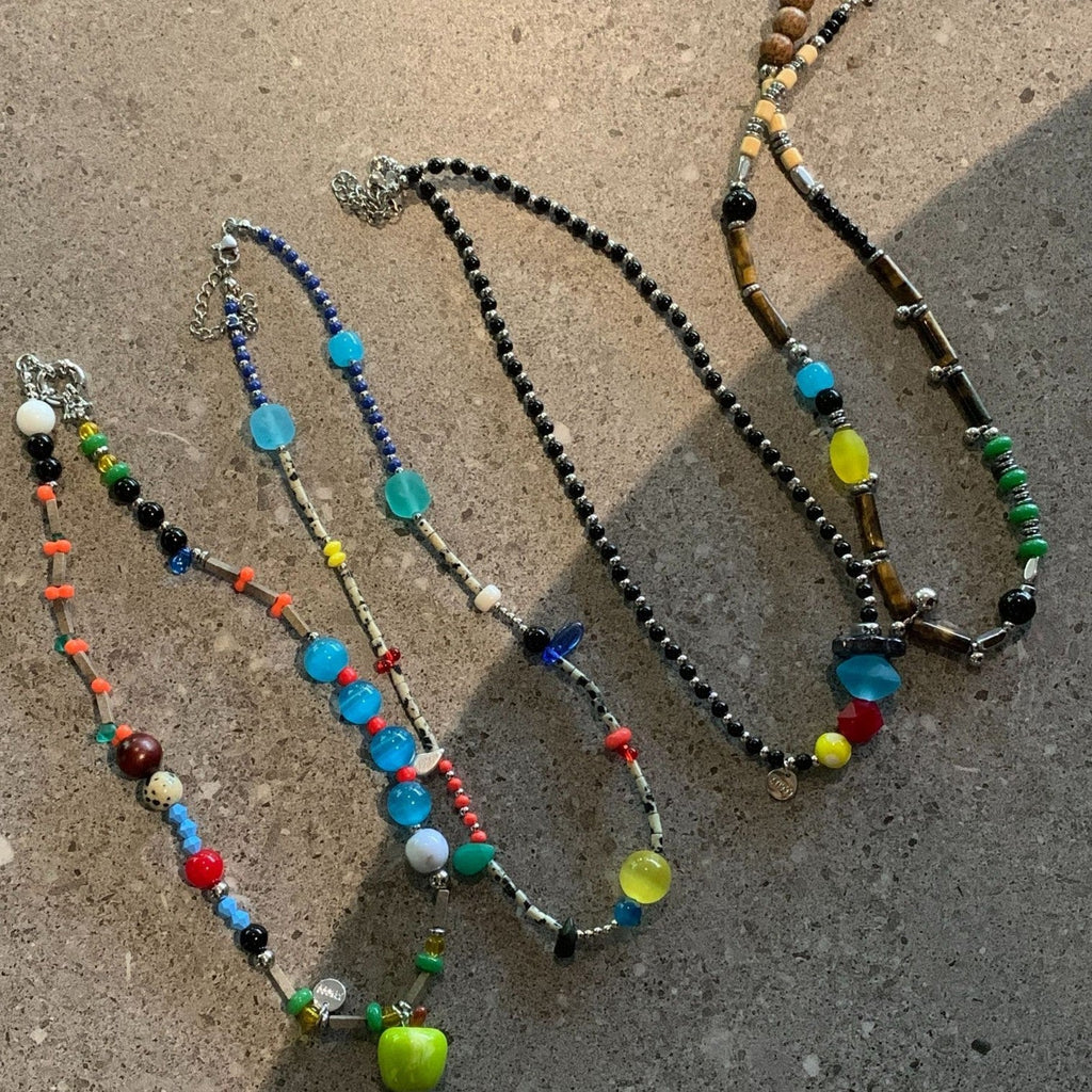 Apple Pendant Beaded Necklace — necklace, view 2