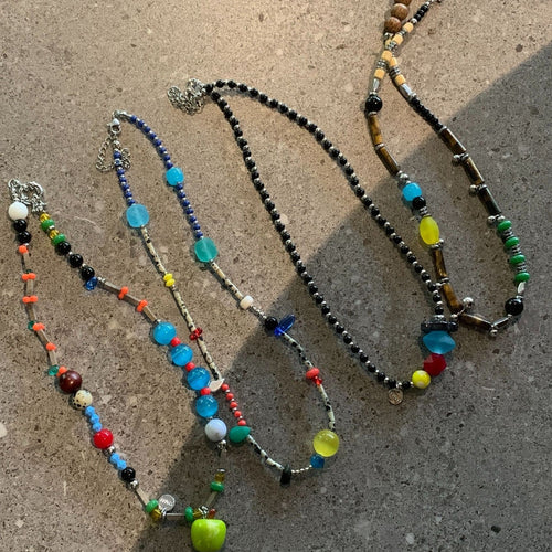 Apple Pendant Beaded Necklace — necklace, view 2