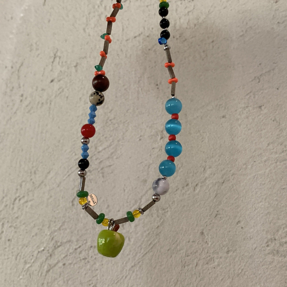 Apple Pendant Beaded Necklace — necklace, view 4