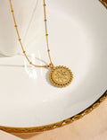 Star Disc Pendant Necklace — gold necklace