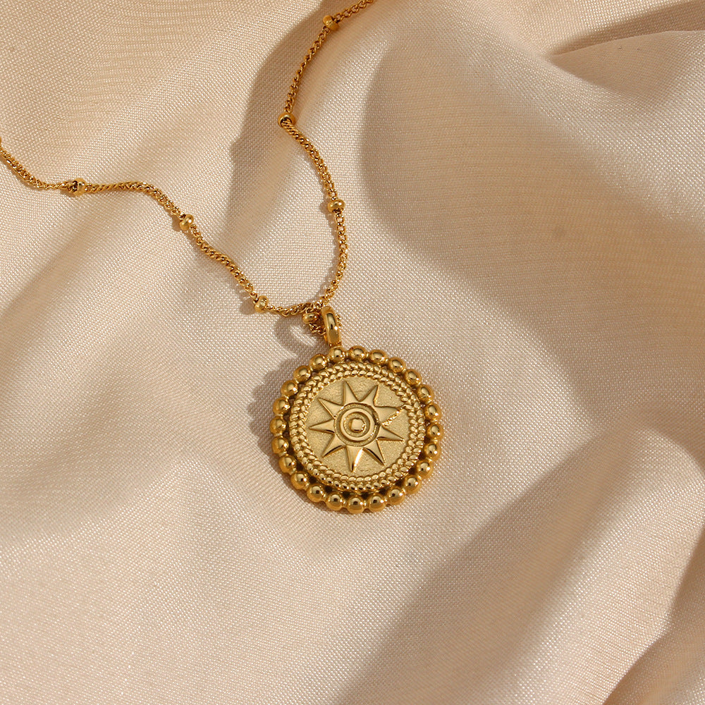Star Disc Pendant Necklace — gold necklace, view 3