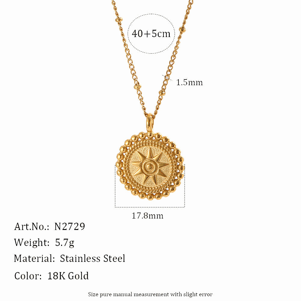 Star Disc Pendant Necklace — gold necklace, view 5