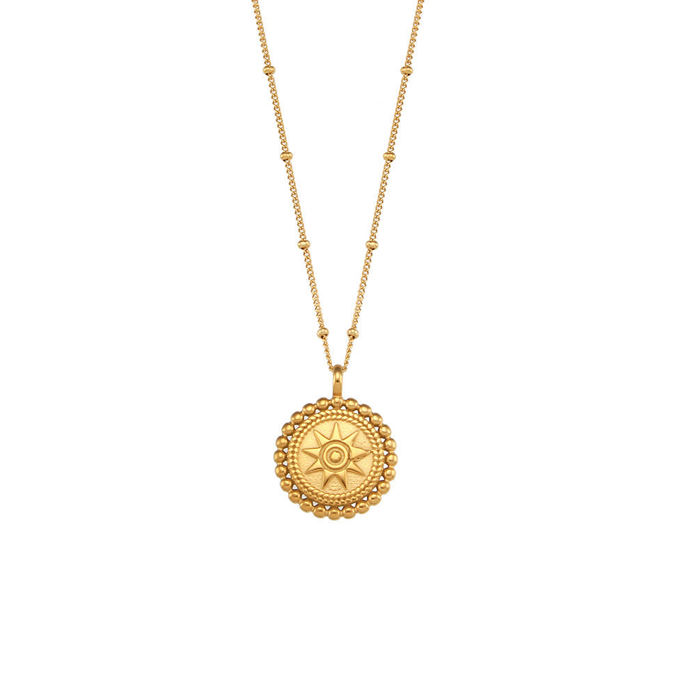 Star Disc Pendant Necklace — gold necklace, view 7