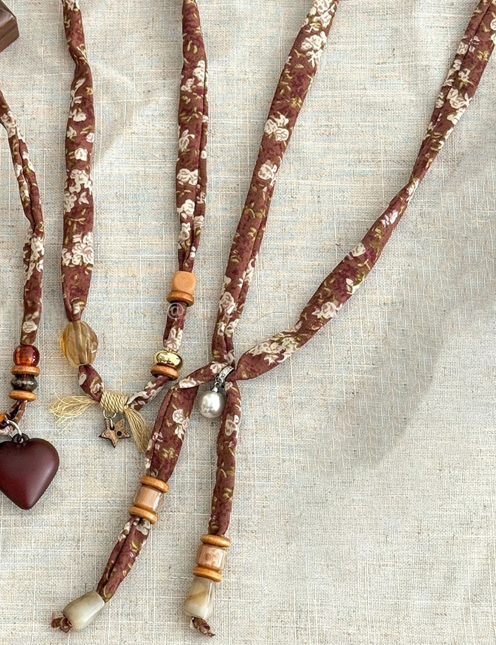 Cashew Print Beaded Necklace — brown necklace