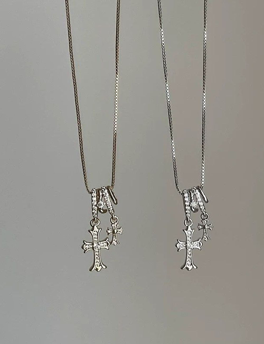 Fine Rhinestone Cross Pendant Necklace — necklace