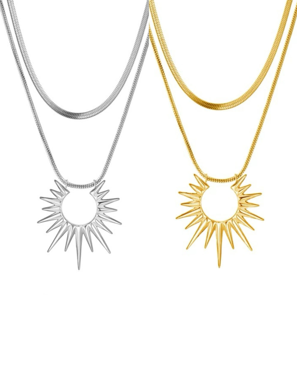 Layered Sunflower Pendant Necklace — necklace