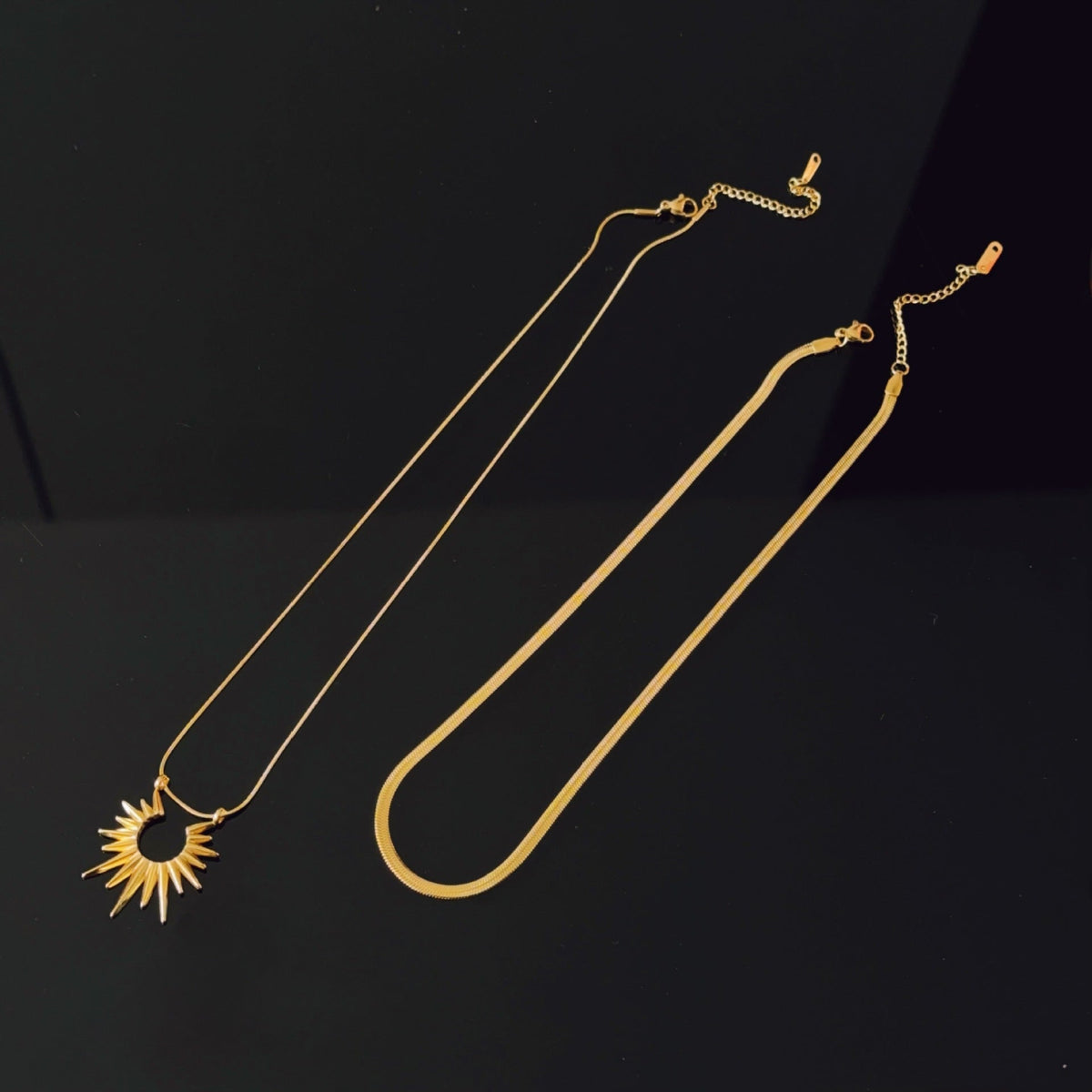 Layered Sunflower Pendant Necklace — necklace, view 4
