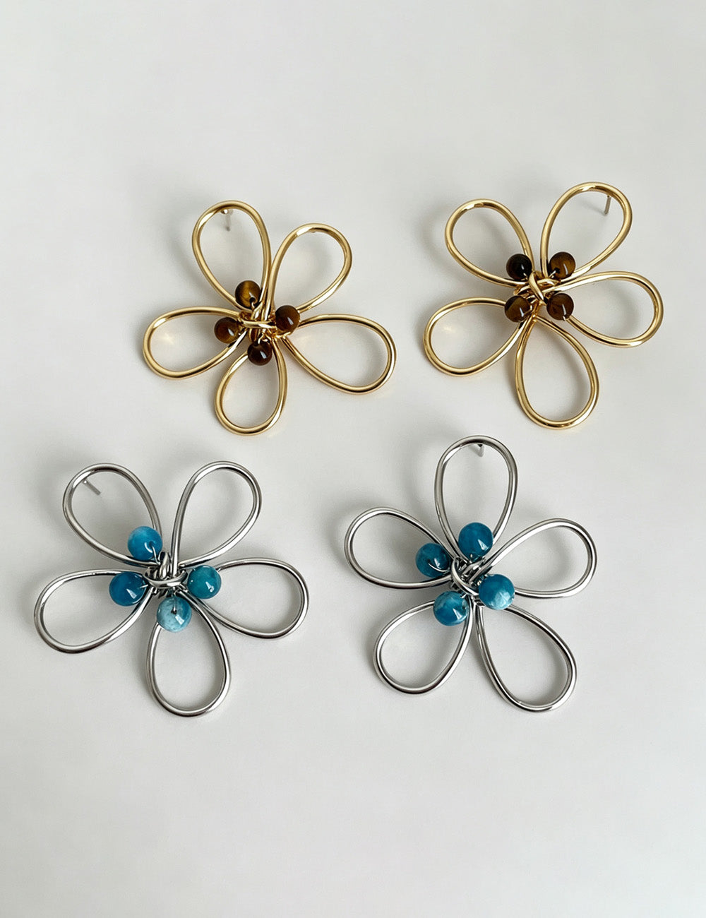 Hollow Beaded Stud Earrings — earrings