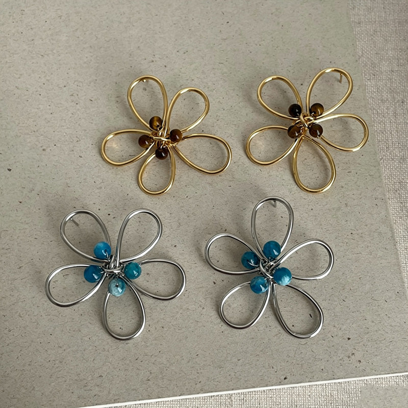 Hollow Beaded Stud Earrings — earrings, view 2
