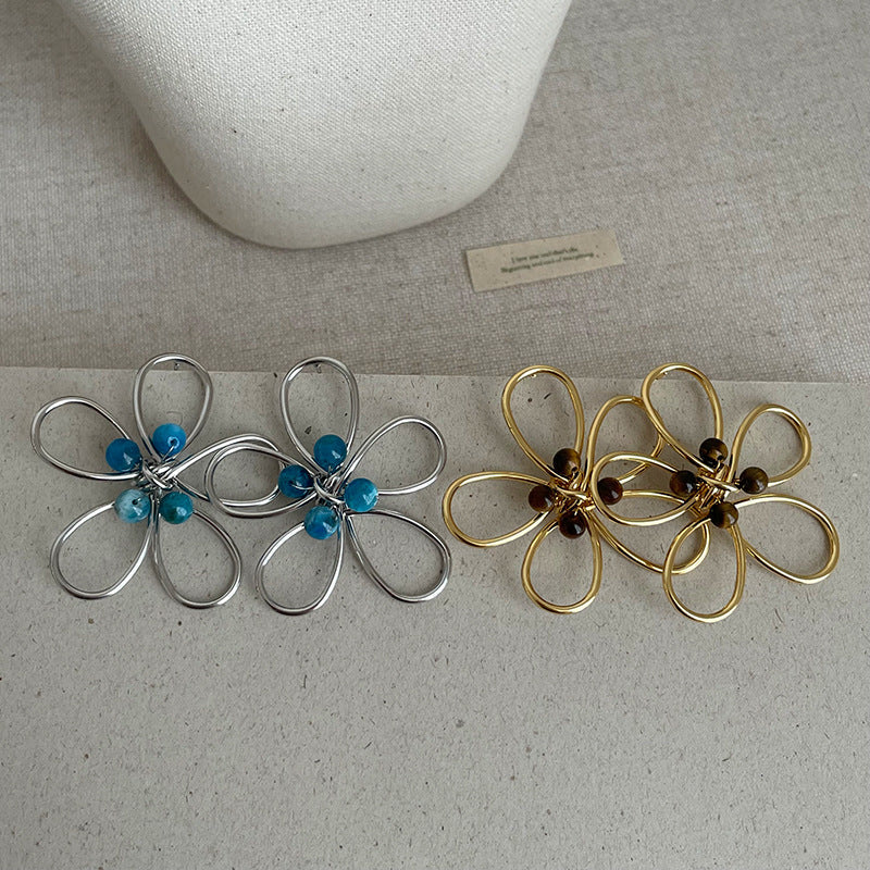 Hollow Beaded Stud Earrings — earrings, view 3