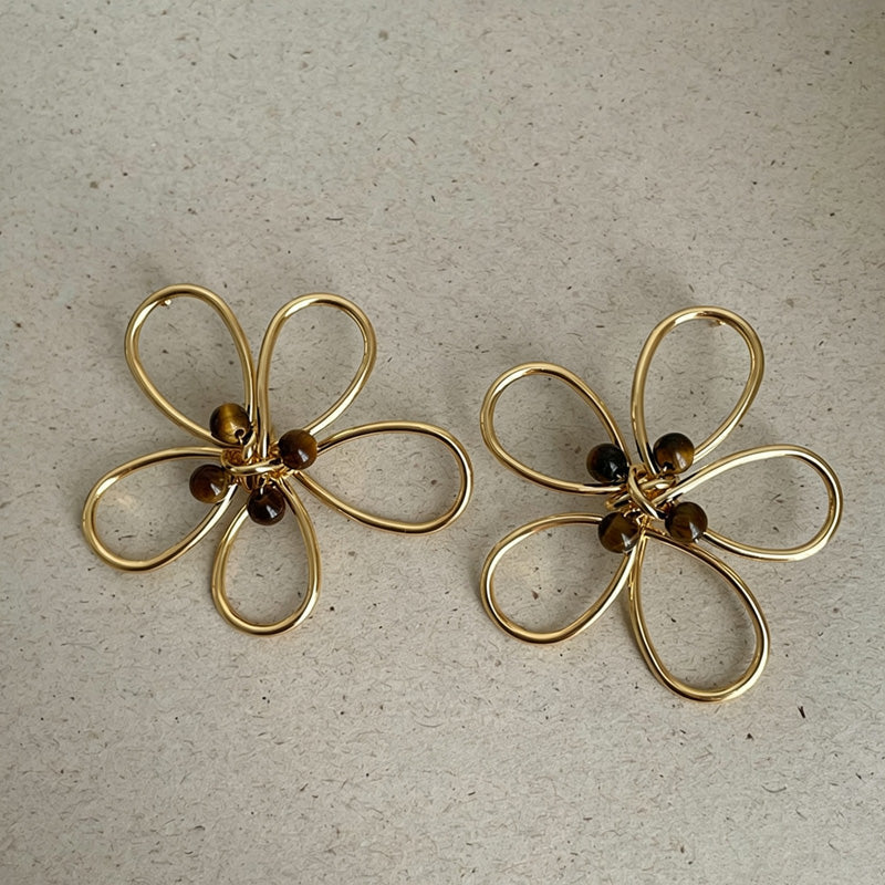 Hollow Beaded Stud Earrings — earrings, view 4