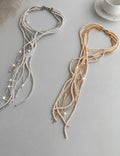 Multi-Layer Pearl Rhinestone Necklace — necklace