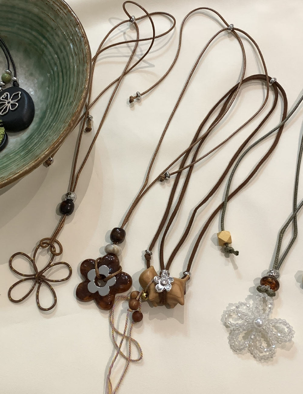 Floral Pendant Beaded Necklace — necklace