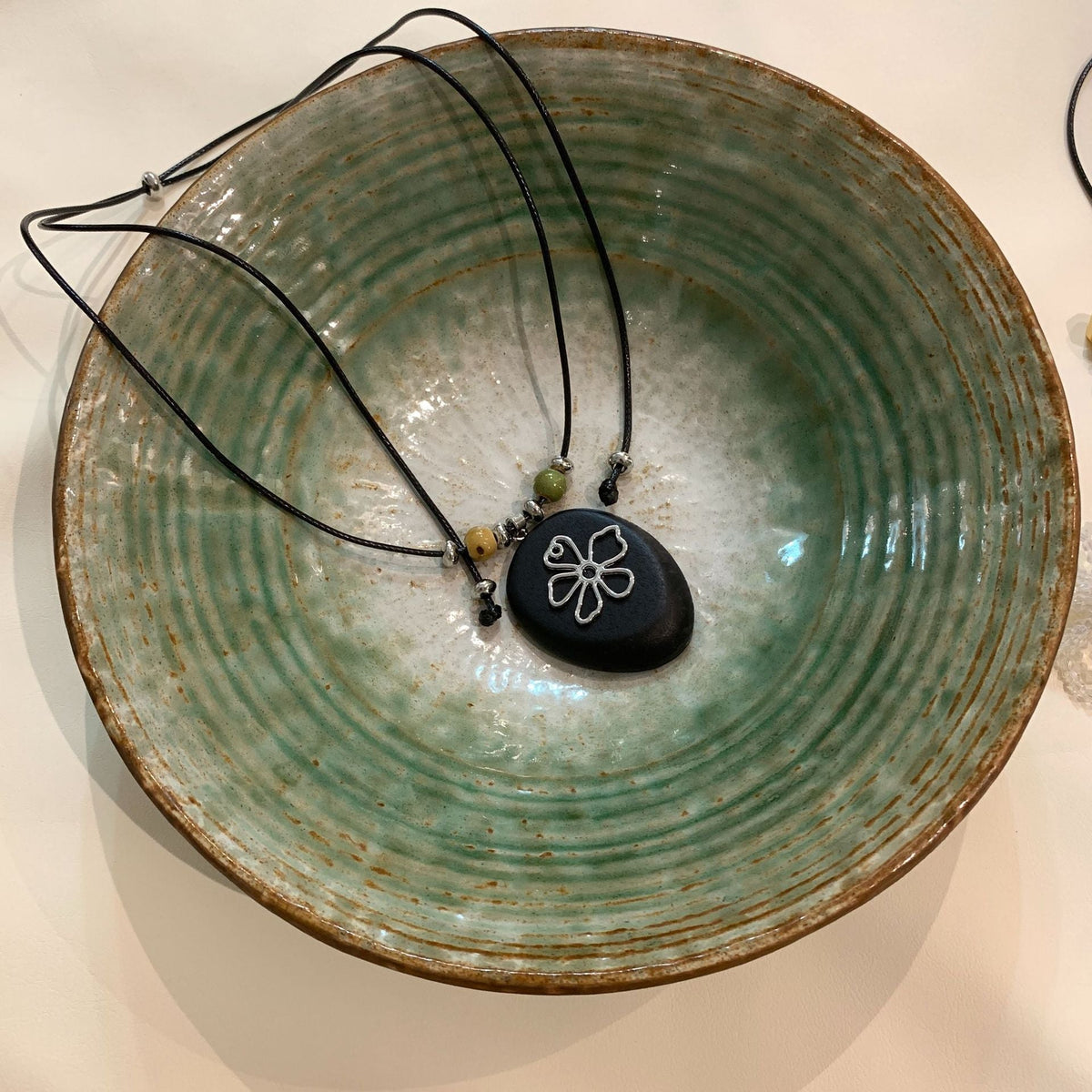 Floral Pendant Beaded Necklace — necklace, view 2