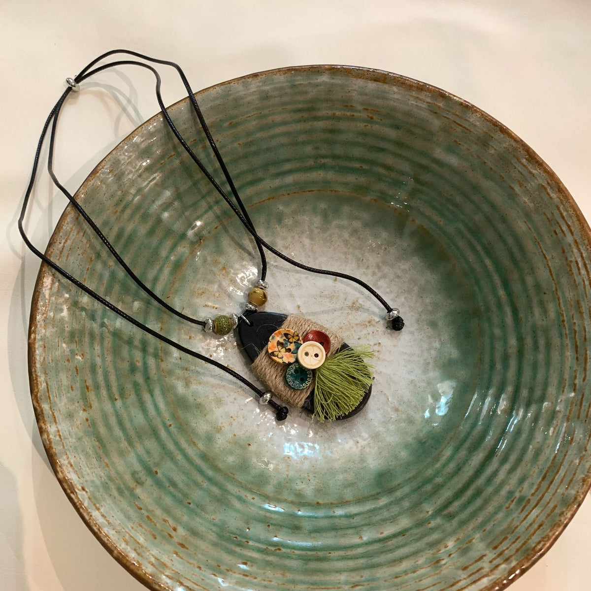 Floral Pendant Beaded Necklace — necklace, view 3