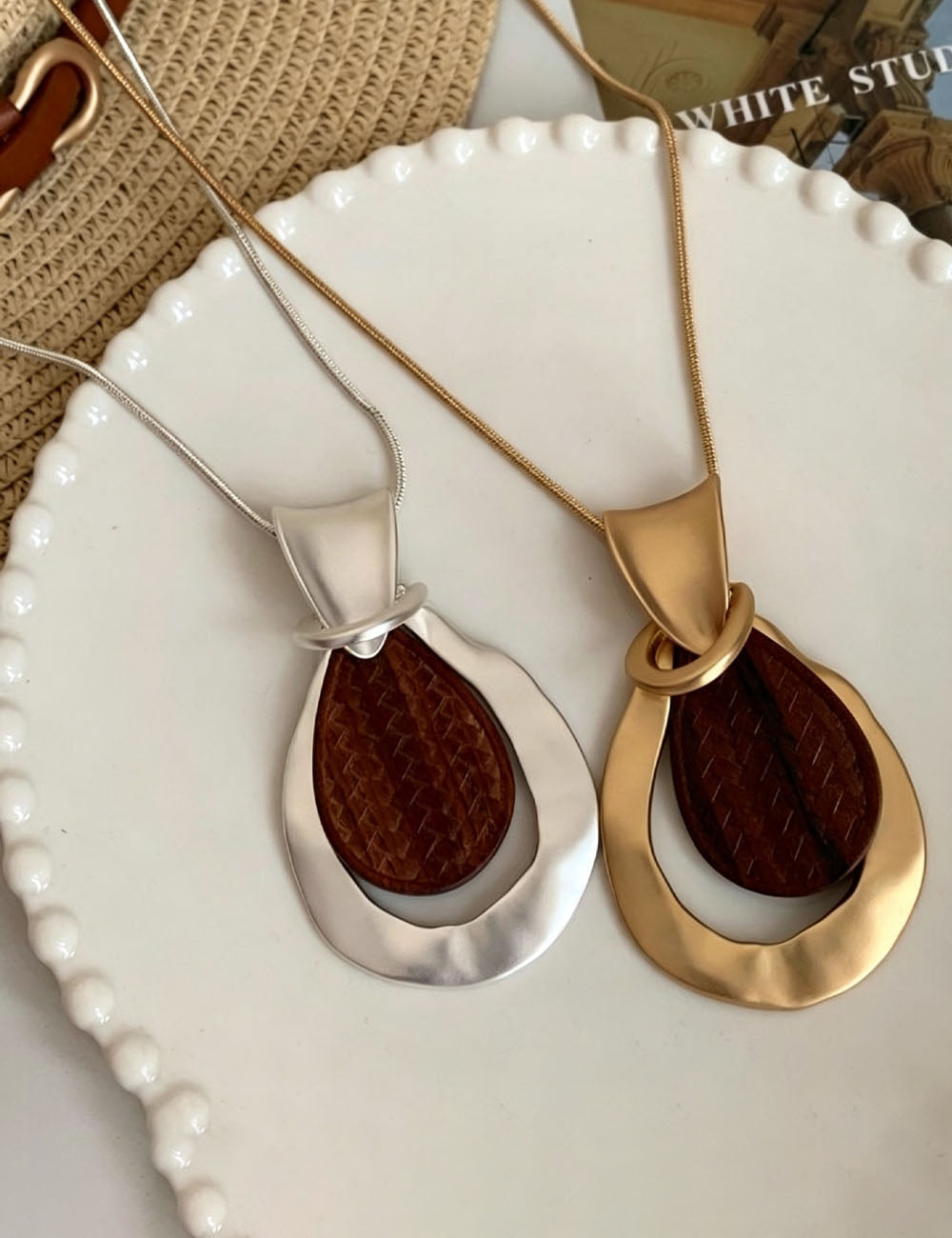 Gold Wood Pendant Necklace — necklace