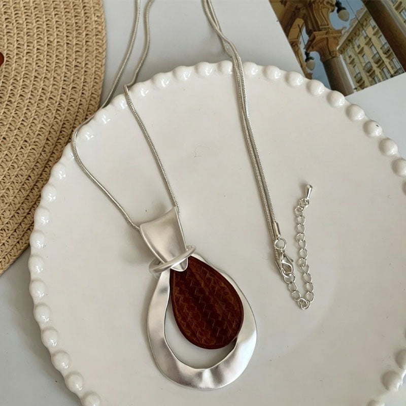 Gold Wood Pendant Necklace — necklace, view 4
