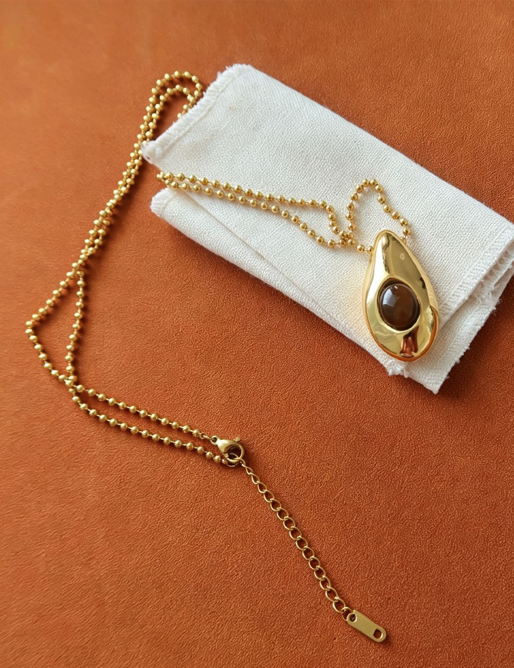 Tiger's Eye Pendant Necklace — gold necklace