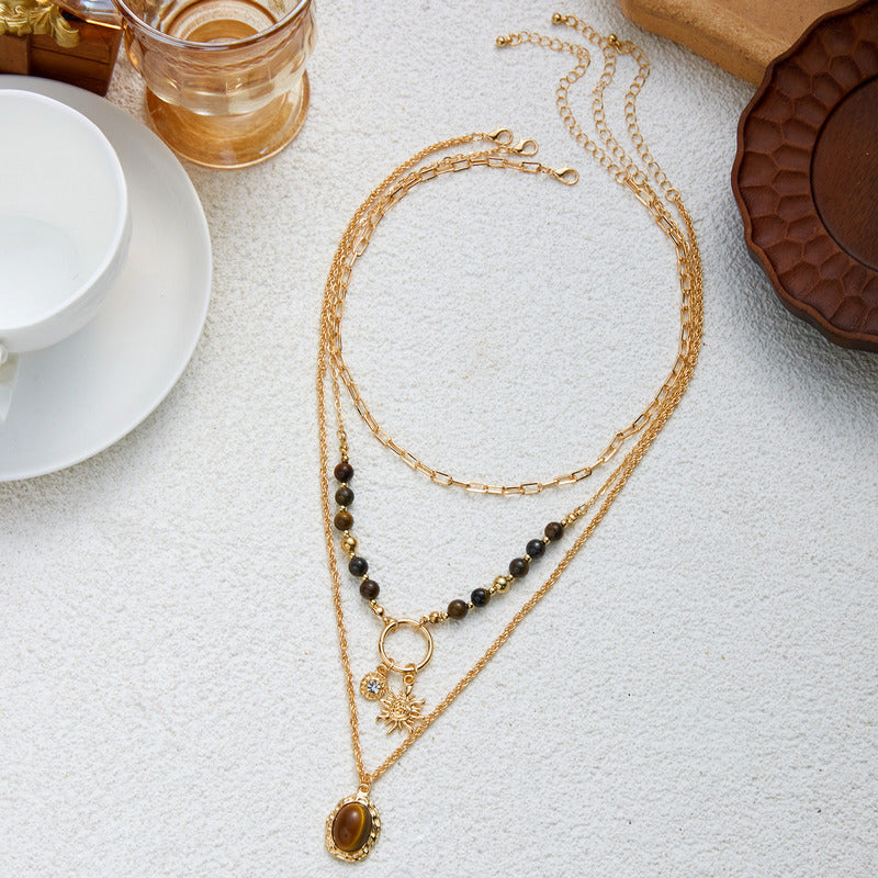 Layered Tiger's Eye Necklace — necklace, view 14