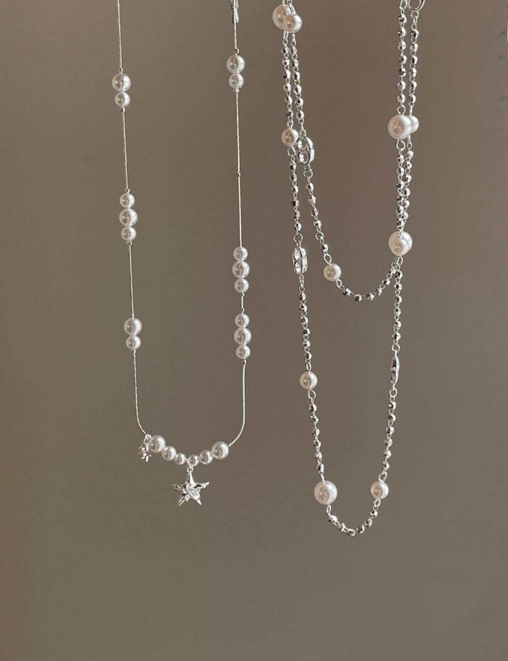 Pearl Star Pendant Necklace — silver necklace