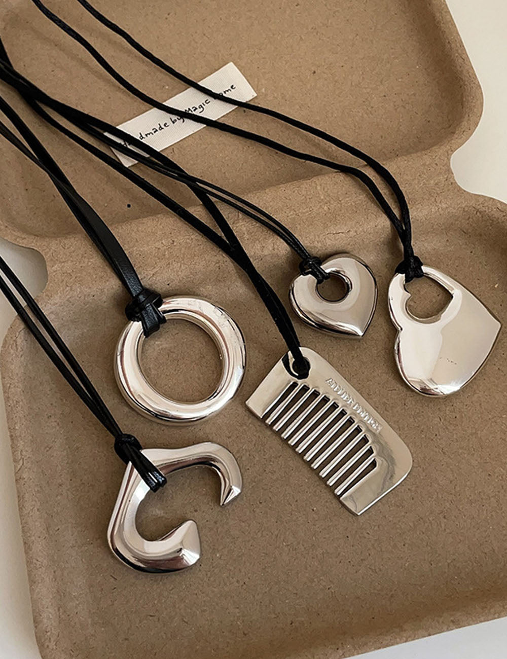 Slim Hollow Heart Pendant Necklace — silver necklace
