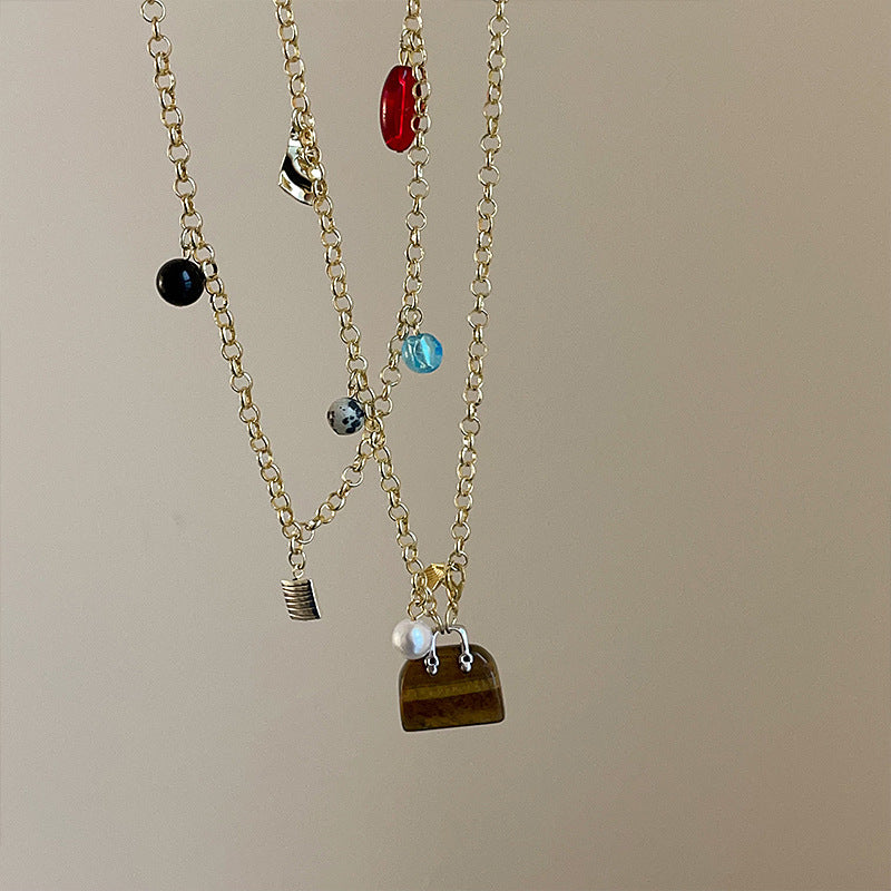 Beaded Handbag Pendant Necklace — necklace, view 3