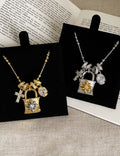 Lock and Cross Pendant Necklace — necklace