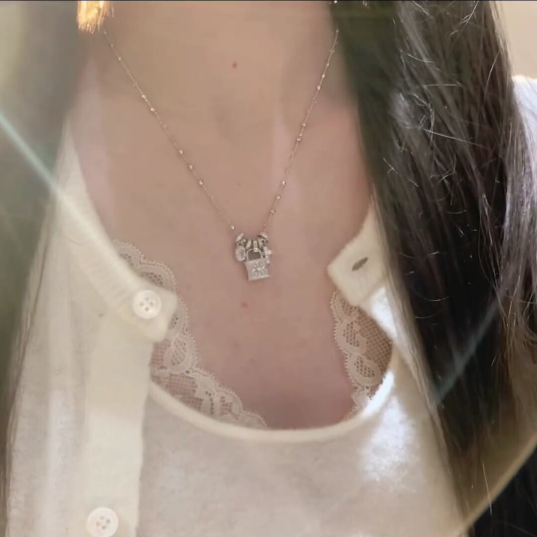 Lock and Cross Pendant Necklace — necklace, view 6